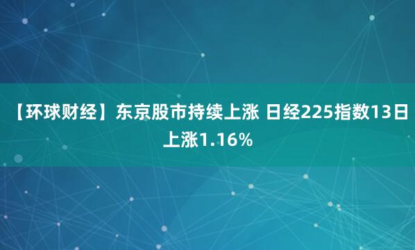 【环球财经】东京股市持续上涨 日经225指数13日上涨1.16%