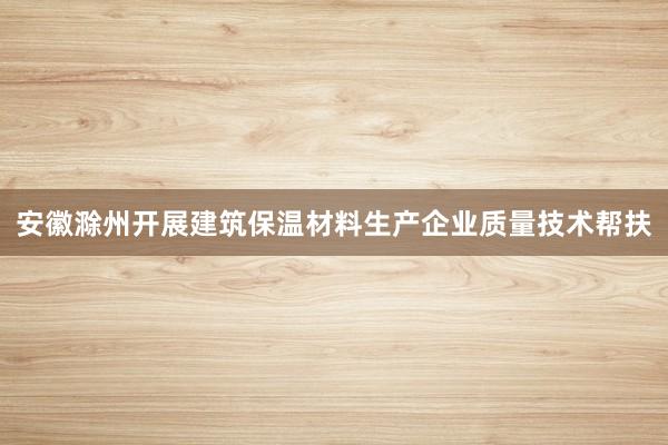 安徽滁州开展建筑保温材料生产企业质量技术帮扶