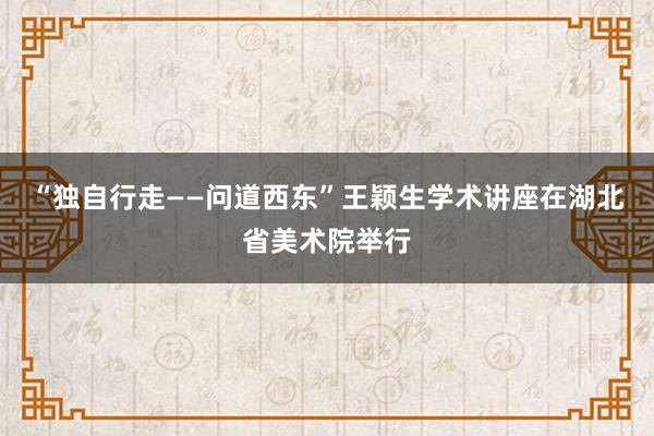 “独自行走——问道西东”王颖生学术讲座在湖北省美术院举行