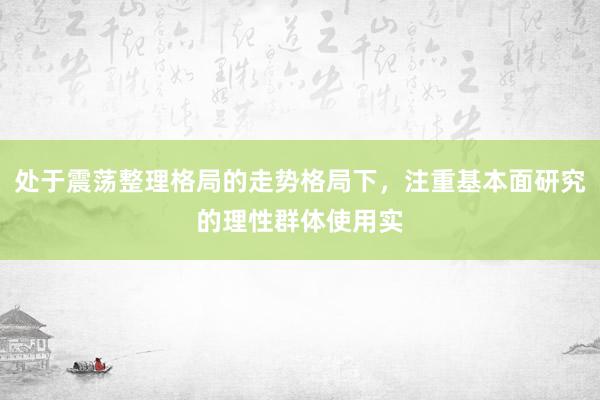 处于震荡整理格局的走势格局下，注重基本面研究的理性群体使用实