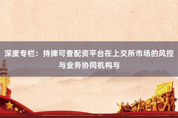 深度专栏：持牌可查配资平台在上交所市场的风控与业务协同机构与
