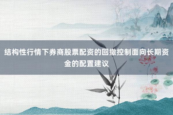 结构性行情下券商股票配资的回撤控制面向长期资金的配置建议