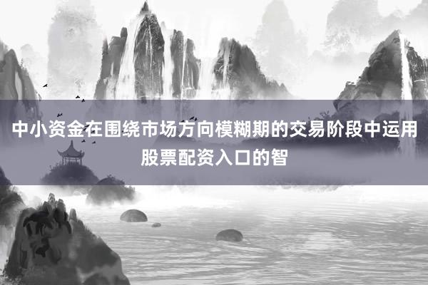 中小资金在围绕市场方向模糊期的交易阶段中运用股票配资入口的智
