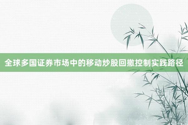 全球多国证券市场中的移动炒股回撤控制实践路径