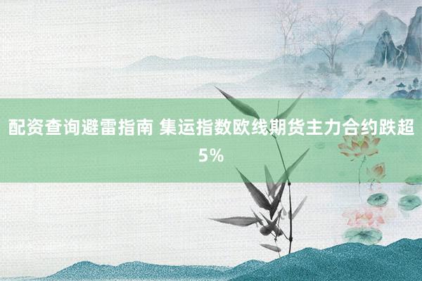 配资查询避雷指南 集运指数欧线期货主力合约跌超5%