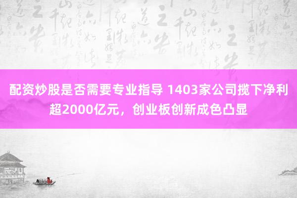 配资炒股是否需要专业指导 1403家公司揽下净利超2000亿元，创业板创新成色凸显