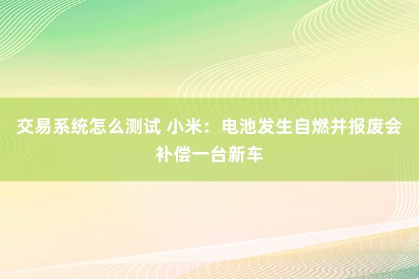 交易系统怎么测试 小米：电池发生自燃并报废会补偿一台新车