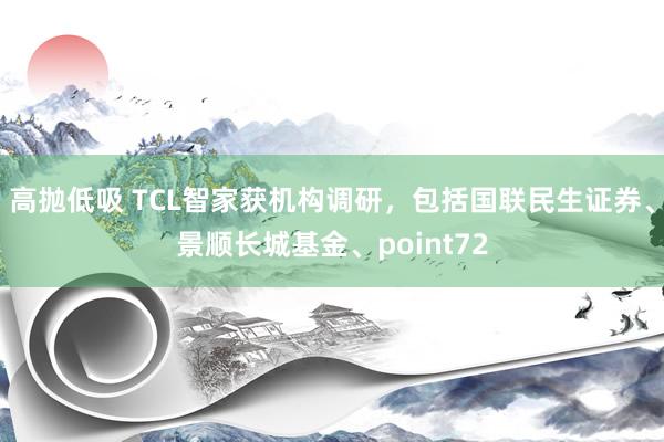 高抛低吸 TCL智家获机构调研，包括国联民生证券、景顺长城基金、point72