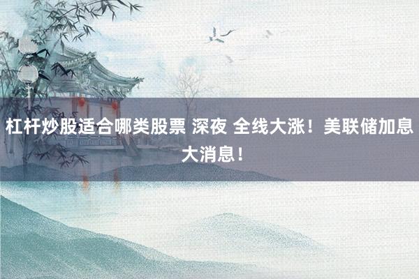 杠杆炒股适合哪类股票 深夜 全线大涨！美联储加息 大消息！