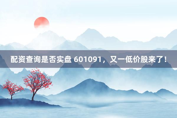 配资查询是否实盘 601091，又一低价股来了！